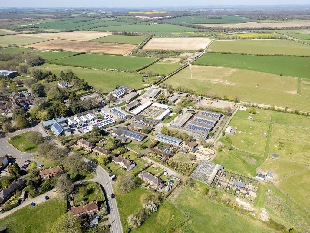 A birds-eye-view of University Centre Sparsholt's campus